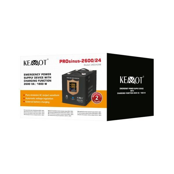 kemot ups prosinus-2600/24 24v 230v 2600va/1800w puhdas siniaaltoinvertteri lataustoiminnolla - musta hinta ja tiedot | UPS-laitteet | hobbyhall.fi