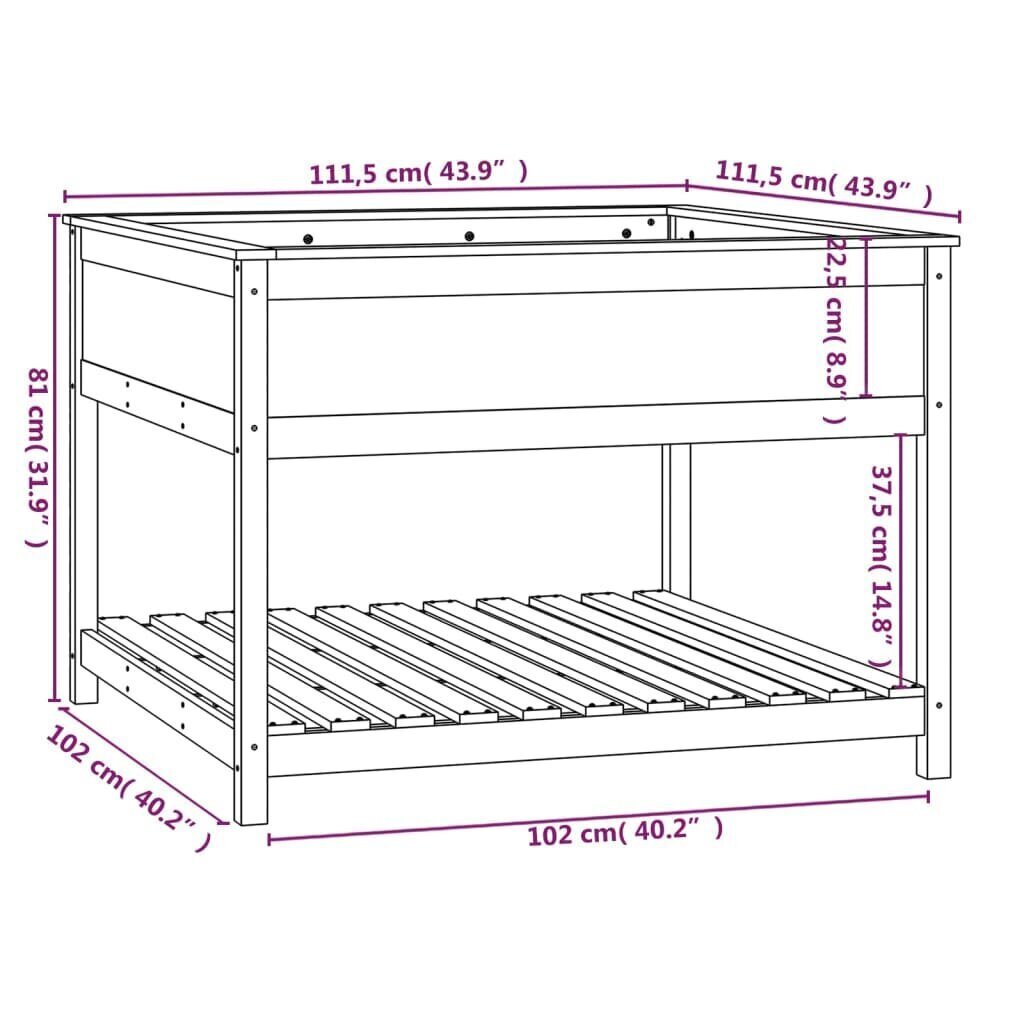 vidaXL Kukkalaatikko hyllyllä harmaa 111,5x111,5x81 cm täysi mänty hinta ja tiedot | Kukkalaatikot | hobbyhall.fi