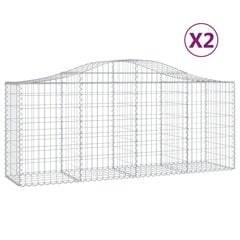 vidaXL Kaarevat kivikorit 2 kpl 200x50x80/100 cm galvanoitu rauta hinta ja tiedot | Aidat ja tarvikkeet | hobbyhall.fi