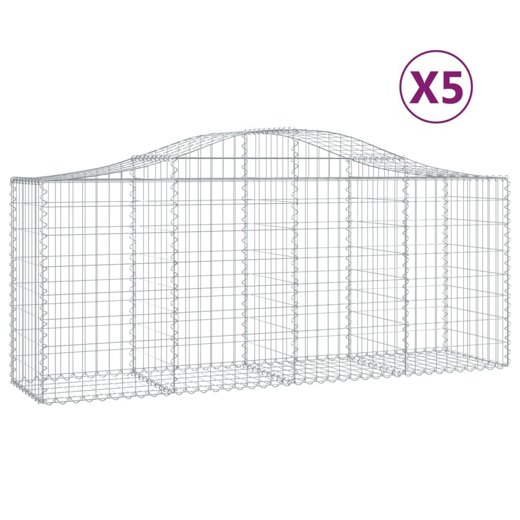 vidaXL Kaarevat kivikorit 5 kpl 200x50x80/100 cm galvanoitu rauta hinta ja tiedot | Aidat ja tarvikkeet | hobbyhall.fi