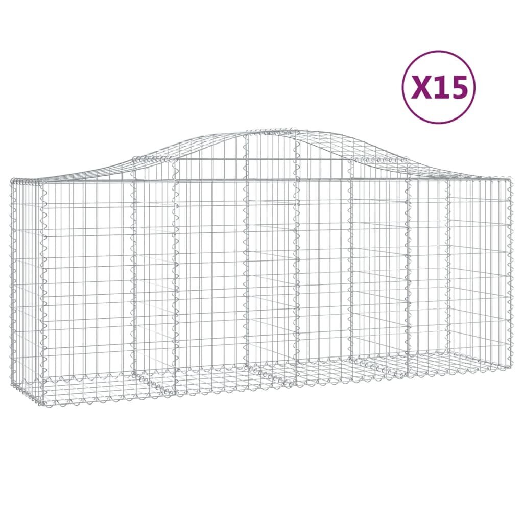 vidaXL Kaarevat kivikorit 15 kpl 200x50x80/100 cm galvanoitu rauta hinta ja tiedot | Aidat ja tarvikkeet | hobbyhall.fi