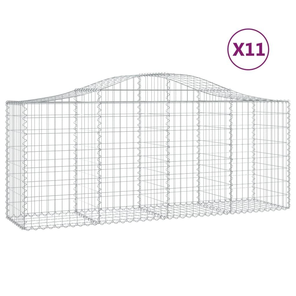 vidaXL Kaarevat kivikorit 11 kpl 200x50x80/100 cm galvanoitu rauta hinta ja tiedot | Aidat ja tarvikkeet | hobbyhall.fi