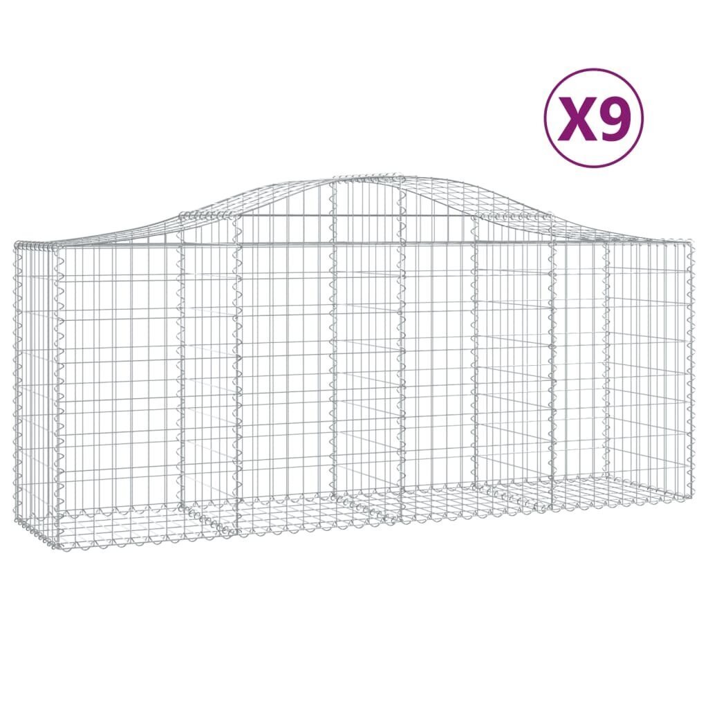 vidaXL Kaarevat kivikorit 9 kpl 200x50x80/100 cm galvanoitu rauta hinta ja tiedot | Aidat ja tarvikkeet | hobbyhall.fi