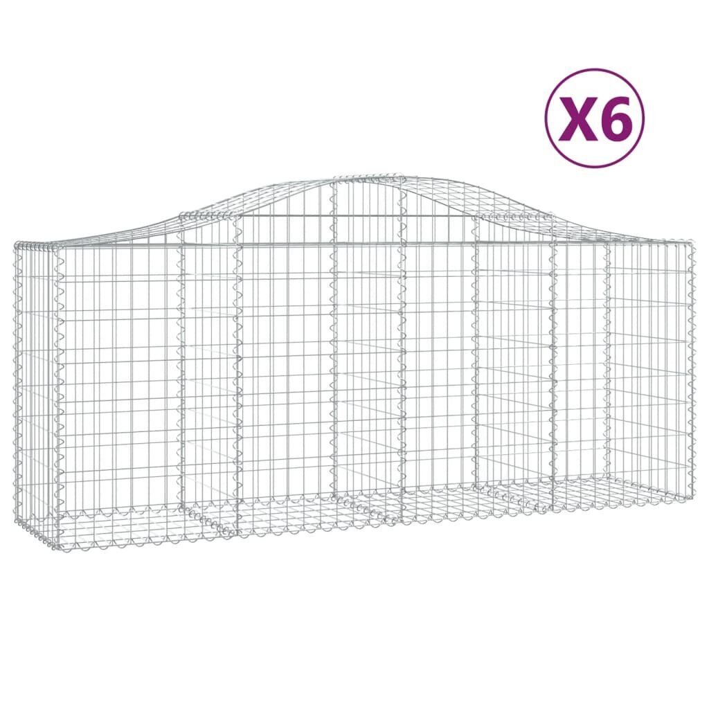 vidaXL Kaarevat kivikorit 6 kpl 200x50x80/100 cm galvanoitu rauta hinta ja tiedot | Aidat ja tarvikkeet | hobbyhall.fi