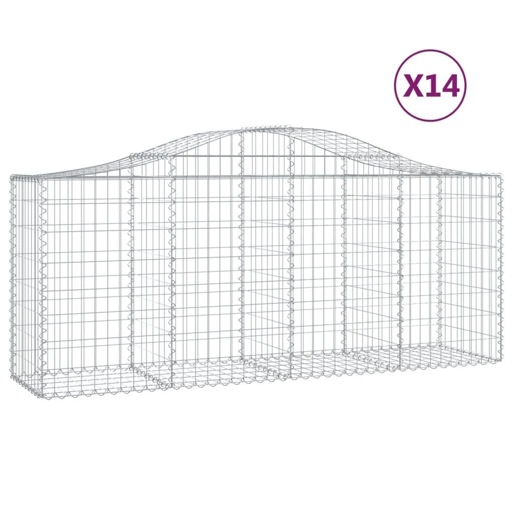 vidaXL Kaarevat kivikorit 14 kpl 200x50x80/100 cm galvanoitu rauta hinta ja tiedot | Aidat ja tarvikkeet | hobbyhall.fi