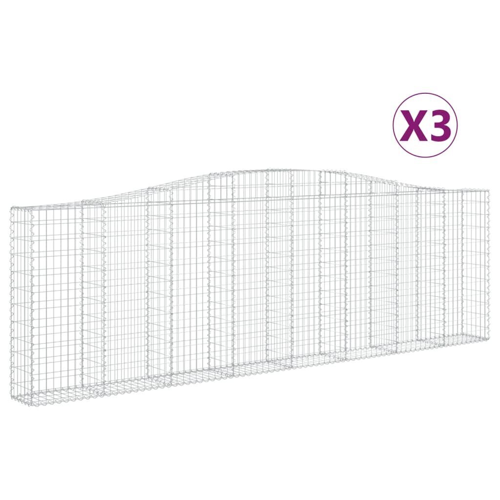 vidaXL Kaarevat kivikorit 3 kpl 400x30x120/140 cm galvanoitu rauta hinta ja tiedot | Kukkalaatikot | hobbyhall.fi