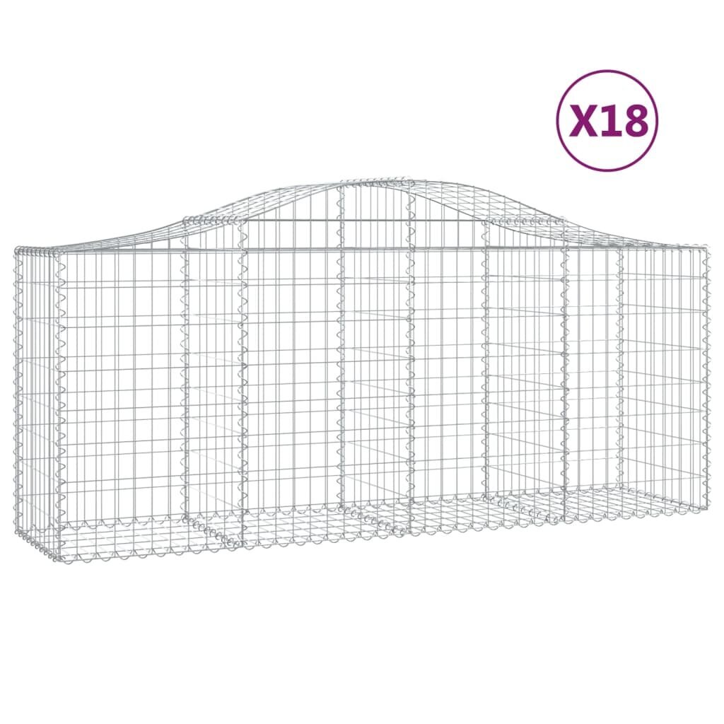 vidaXL Kaarevat kivikorit 18 kpl 200x50x80/100 cm galvanoitu rauta hinta ja tiedot | Aidat ja tarvikkeet | hobbyhall.fi