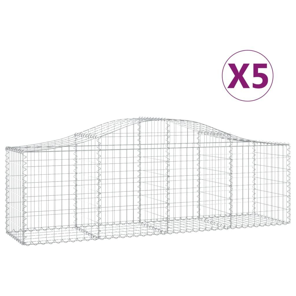 vidaXL Kaarevat kivikorit 5 kpl 200x50x60/80 cm galvanoitu rauta hinta ja tiedot | Aidat ja tarvikkeet | hobbyhall.fi