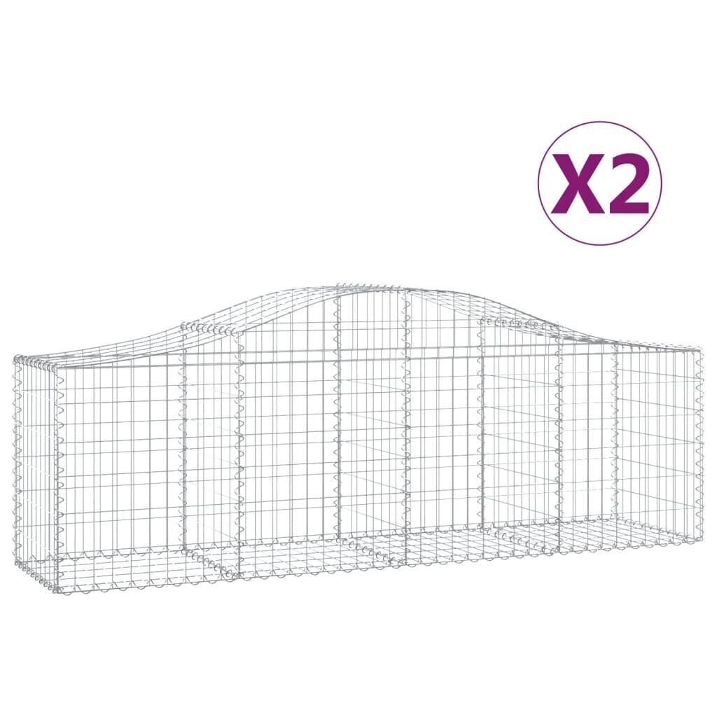 vidaXL Kaarevat kivikorit 2 kpl 200x50x60/80 cm galvanoitu rauta hinta ja tiedot | Aidat ja tarvikkeet | hobbyhall.fi