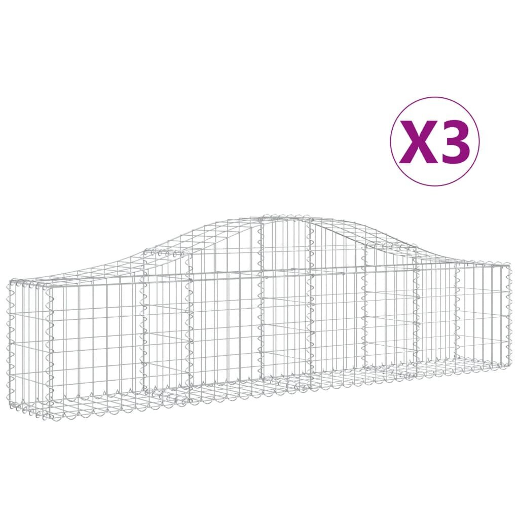 vidaXL Kaarevat kivikorit 3 kpl 200x30x40/60 cm galvanoitu rauta hinta ja tiedot | Aidat ja tarvikkeet | hobbyhall.fi