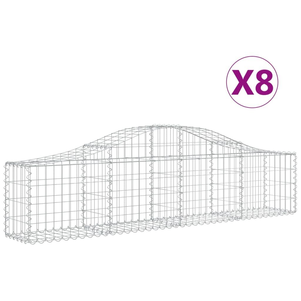 vidaXL Kaarevat kivikorit 8 kpl 200x30x40/60 cm galvanoitu rauta hinta ja tiedot | Aidat ja tarvikkeet | hobbyhall.fi