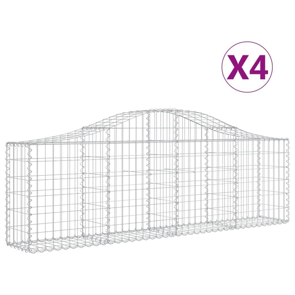 vidaXL Kaarevat kivikorit 4 kpl 200x30x60/80 cm galvanoitu rauta hinta ja tiedot | Aidat ja tarvikkeet | hobbyhall.fi