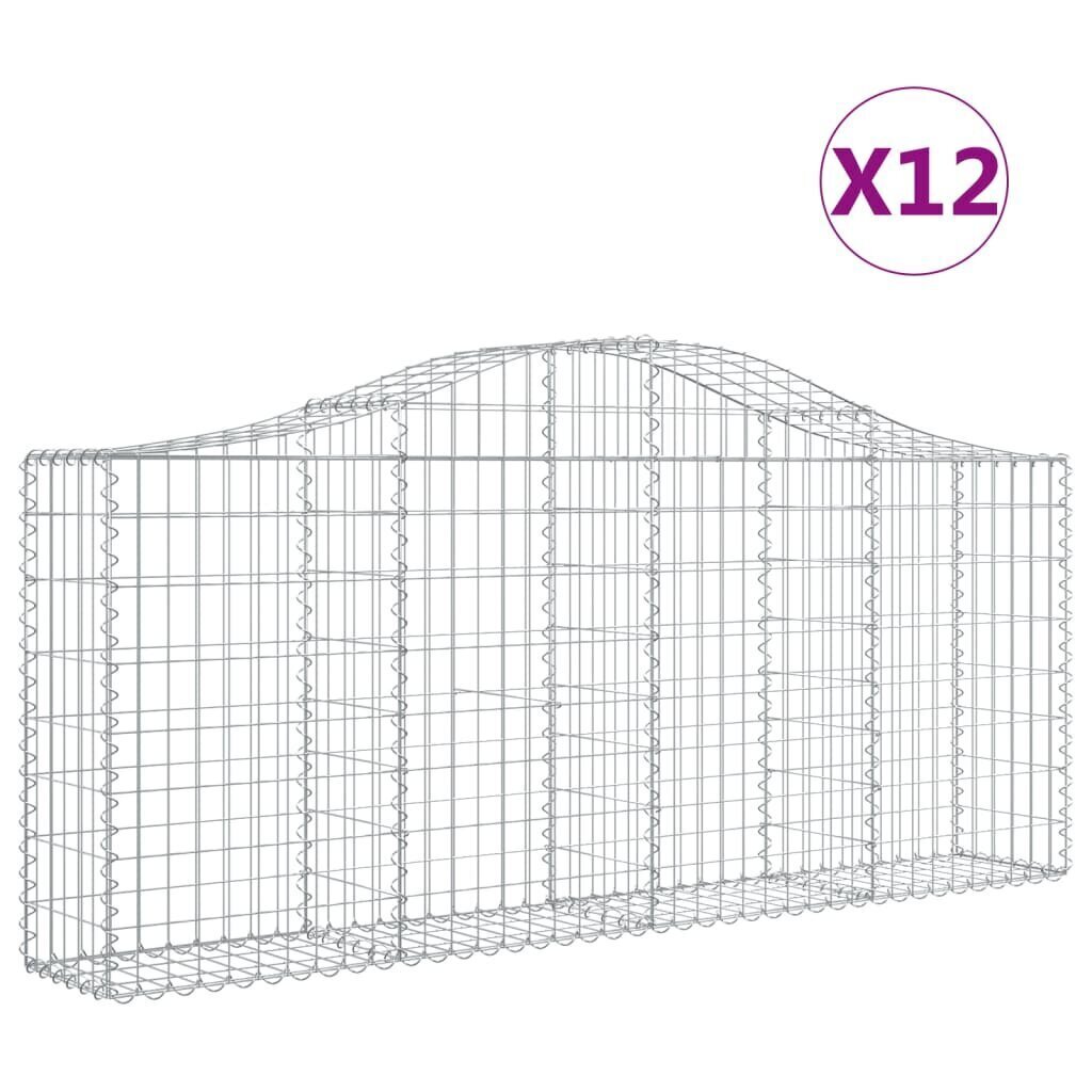 vidaXL Kaarevat kivikorit 12 kpl 200x30x80/100 cm galvanoitu rauta hinta ja tiedot | Aidat ja tarvikkeet | hobbyhall.fi