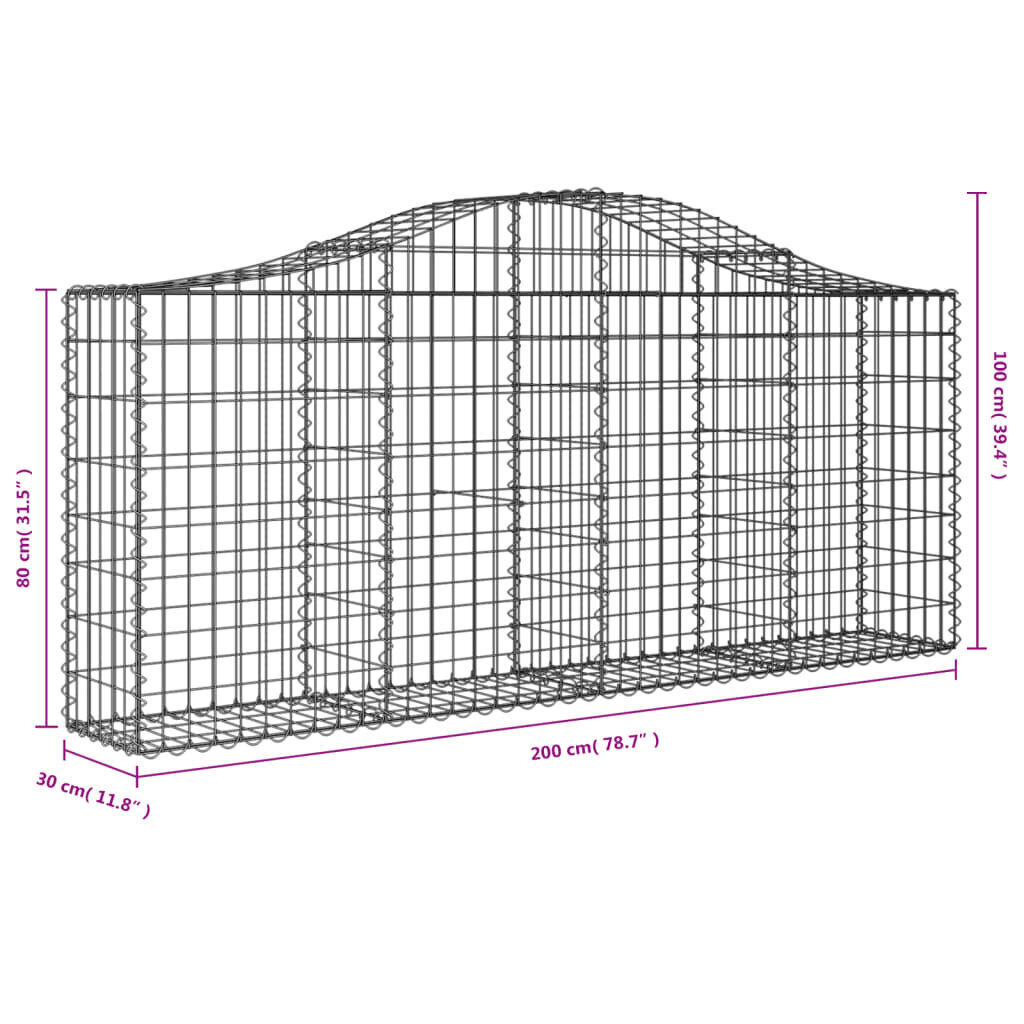 vidaXL Kaarevat kivikorit 12 kpl 200x30x80/100 cm galvanoitu rauta hinta ja tiedot | Aidat ja tarvikkeet | hobbyhall.fi