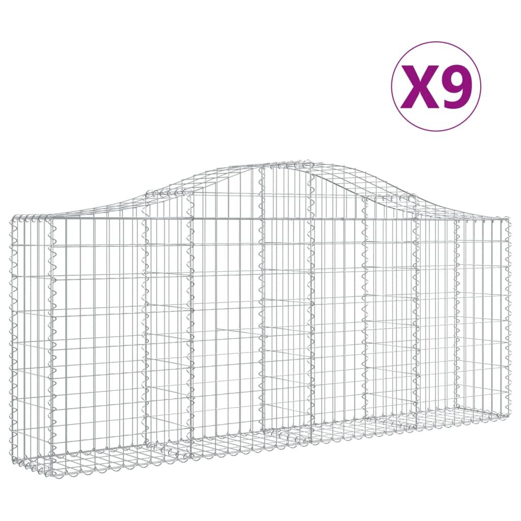 vidaXL Kaarevat kivikorit 9 kpl 200x30x80/100 cm galvanoitu rauta hinta ja tiedot | Aidat ja tarvikkeet | hobbyhall.fi