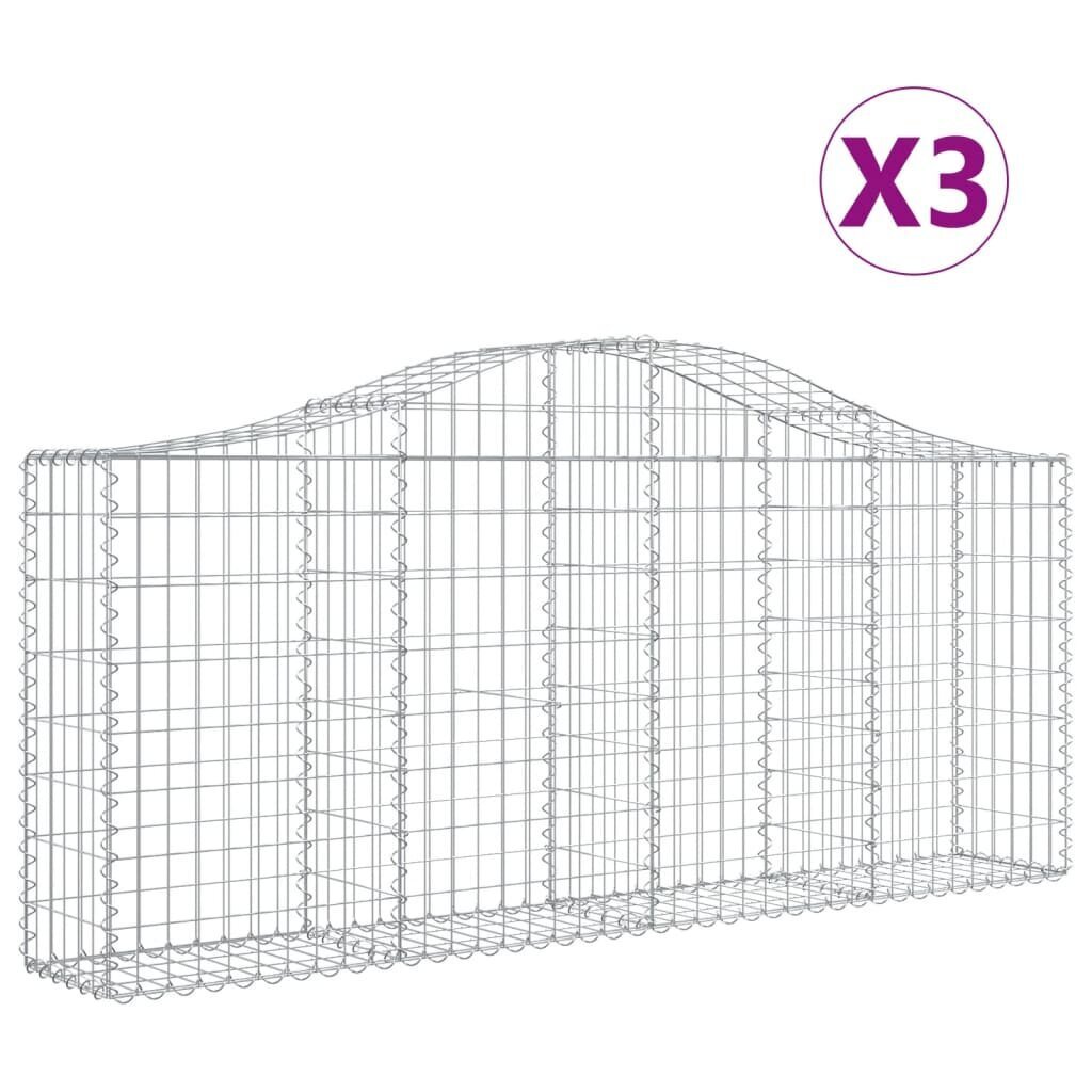 vidaXL Kaarevat kivikorit 3 kpl 200x30x80/100 cm galvanoitu rauta hinta ja tiedot | Aidat ja tarvikkeet | hobbyhall.fi