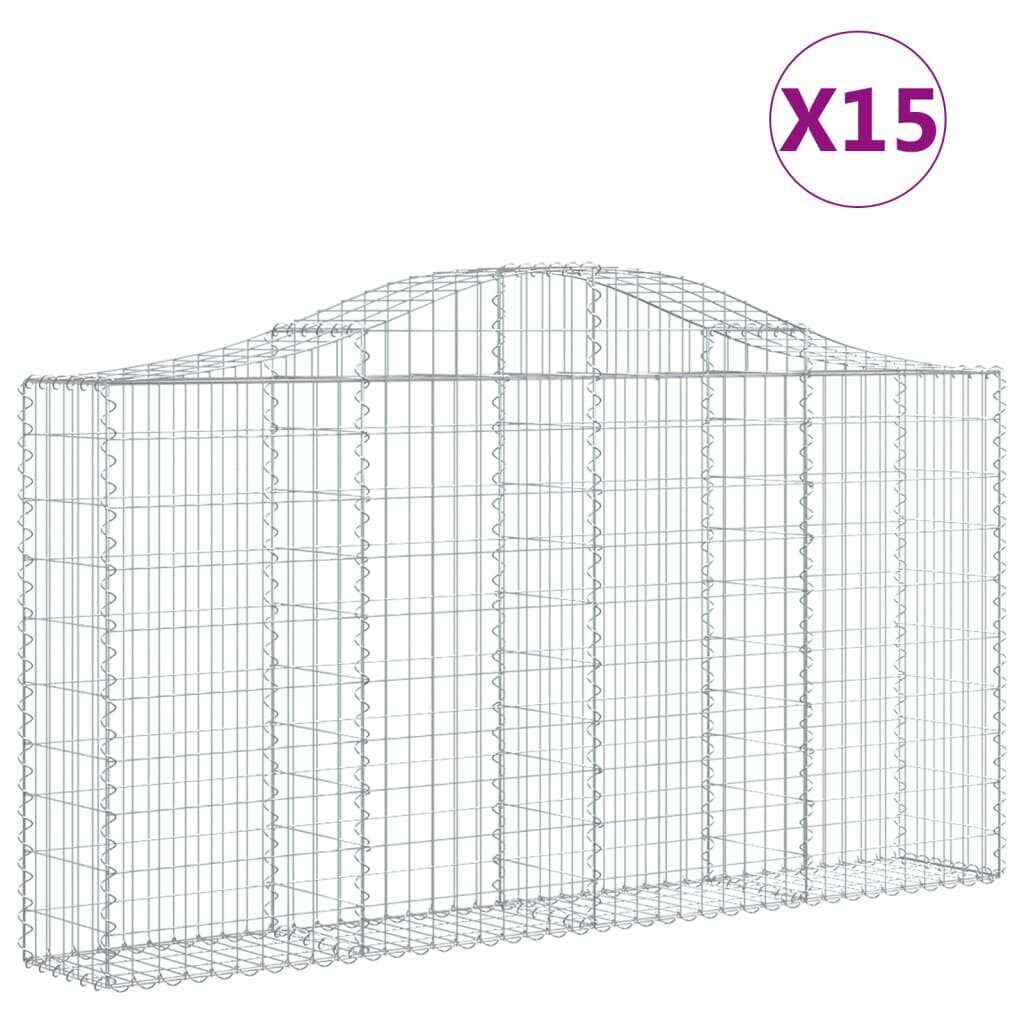 vidaXL Kaarevat kivikorit 15 kpl 200x30x100/120 cm galvanoitu rauta hinta ja tiedot | Aidat ja tarvikkeet | hobbyhall.fi