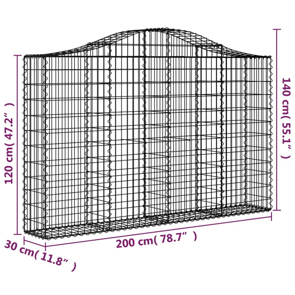 vidaXL Kaarevat kivikorit 3 kpl 200x30x120/140 cm galvanoitu rauta hinta ja tiedot | Aidat ja tarvikkeet | hobbyhall.fi