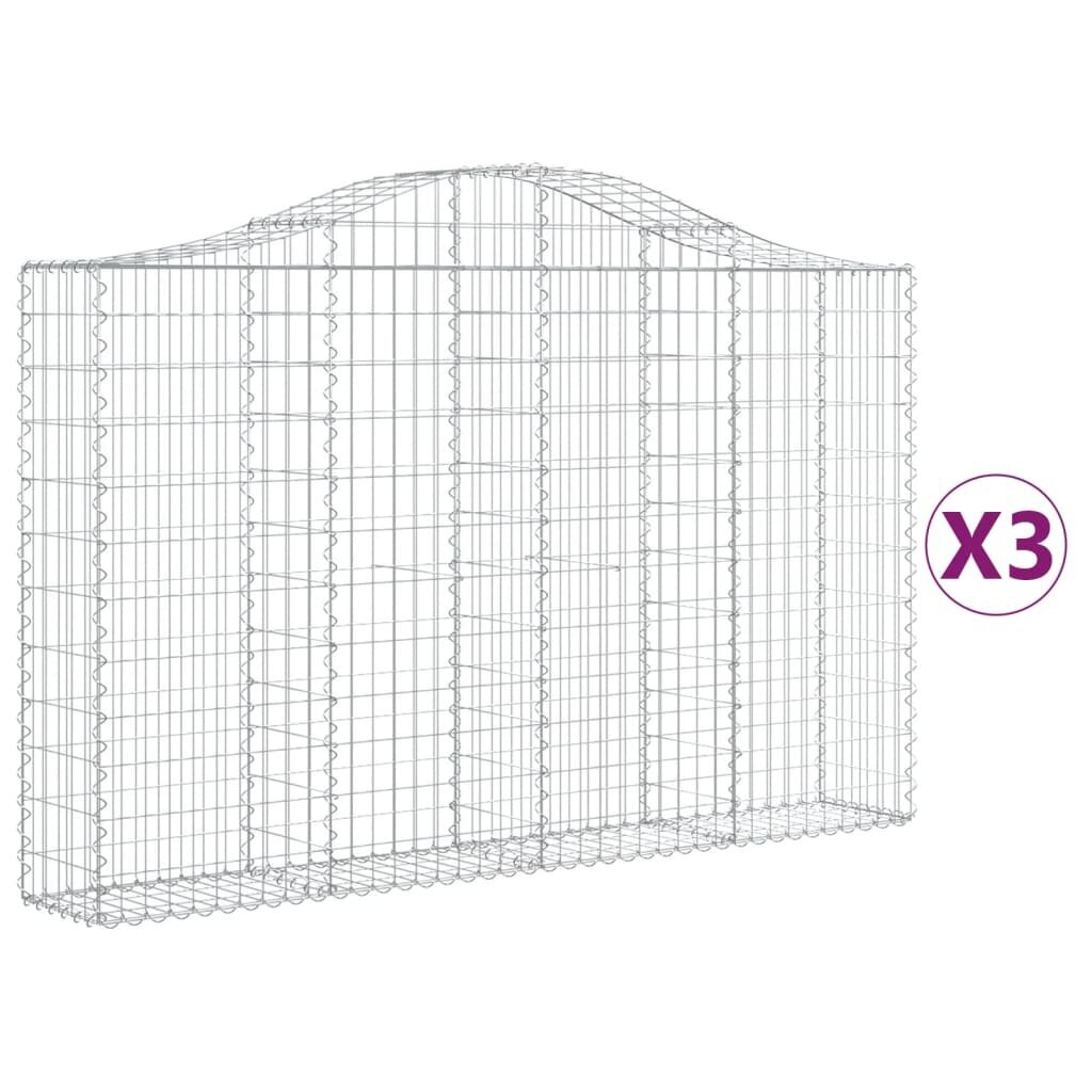 vidaXL Kaarevat kivikorit 3 kpl 200x30x120/140 cm galvanoitu rauta hinta ja tiedot | Aidat ja tarvikkeet | hobbyhall.fi