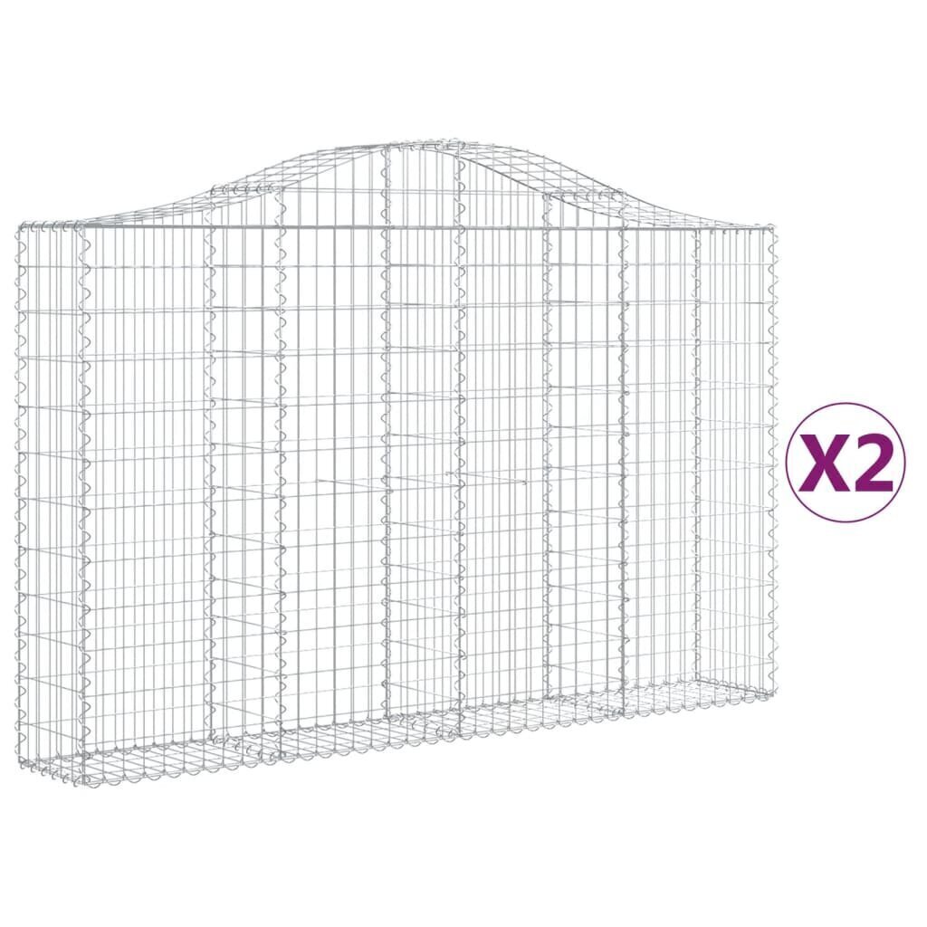 vidaXL Kaarevat kivikorit 2 kpl 200x30x120/140 cm galvanoitu rauta hinta ja tiedot | Aidat ja tarvikkeet | hobbyhall.fi