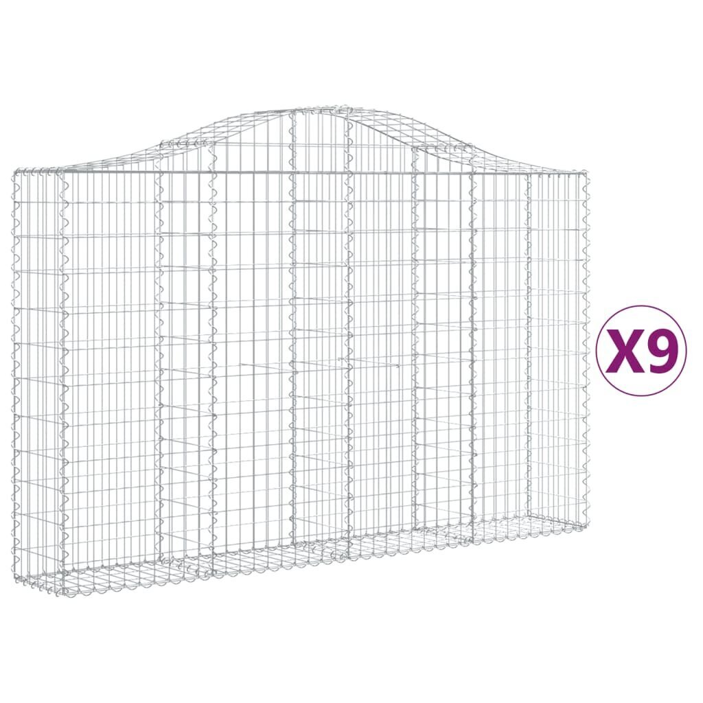 vidaXL Kaarevat kivikorit 9 kpl 200x30x120/140 cm galvanoitu rauta hinta ja tiedot | Aidat ja tarvikkeet | hobbyhall.fi