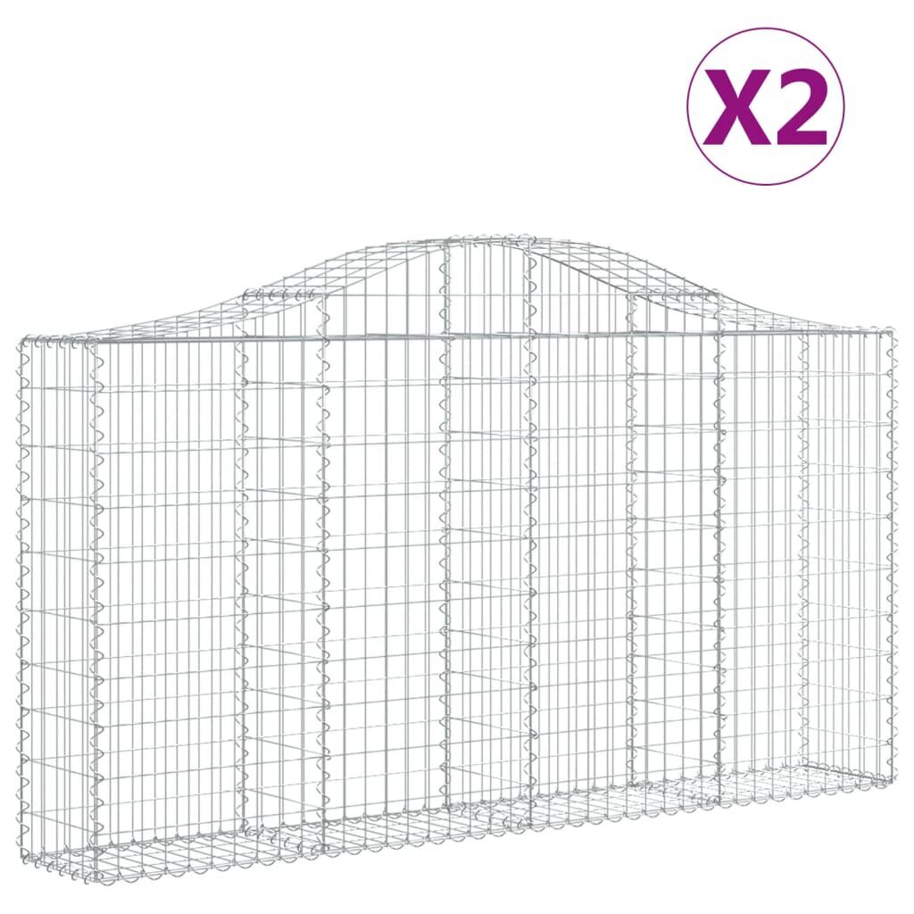 vidaXL Kaarevat kivikorit 2 kpl 200x30x100/120 cm galvanoitu rauta hinta ja tiedot | Aidat ja tarvikkeet | hobbyhall.fi