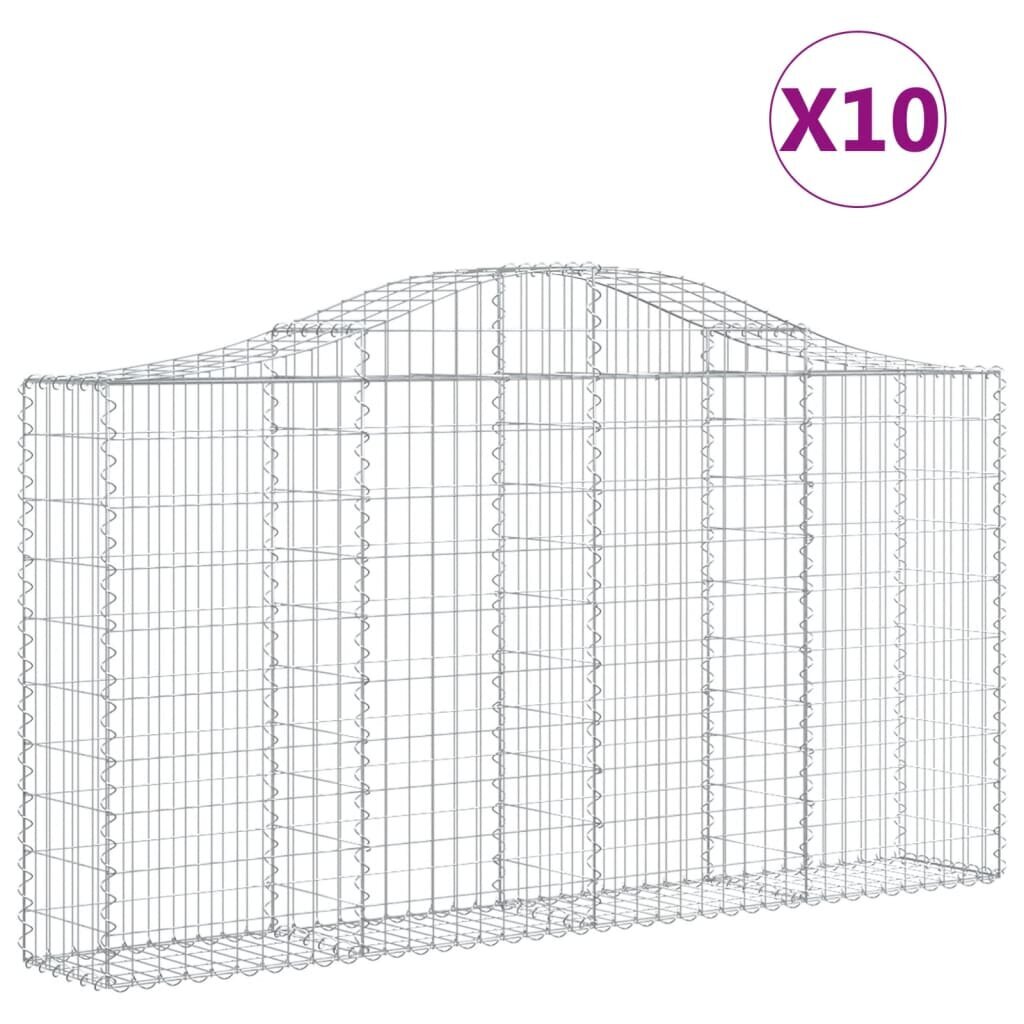 vidaXL Kaarevat kivikorit 10 kpl 200x30x100/120 cm galvanoitu rauta hinta ja tiedot | Aidat ja tarvikkeet | hobbyhall.fi