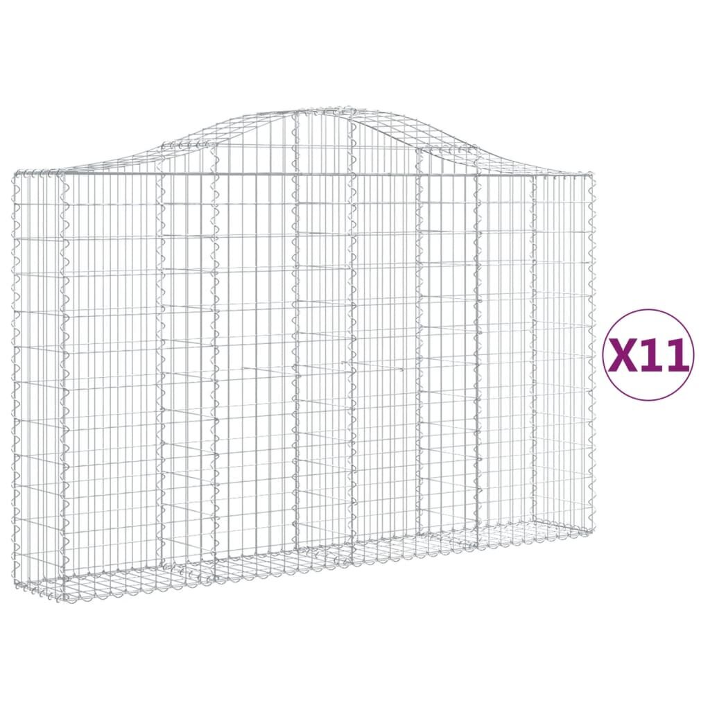 vidaXL Kaarevat kivikorit 11 kpl 200x30x120/140 cm galvanoitu rauta hinta ja tiedot | Aidat ja tarvikkeet | hobbyhall.fi