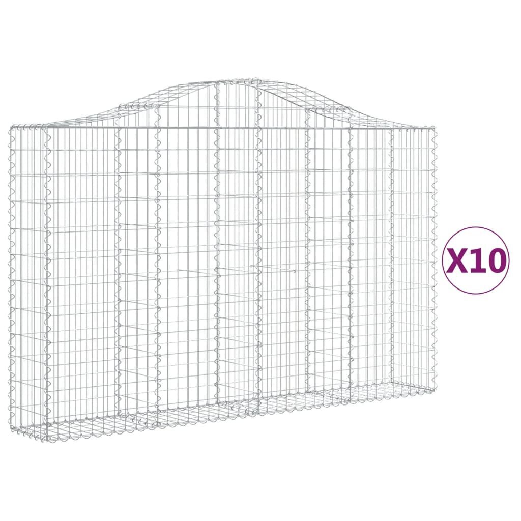 vidaXL Kaarevat kivikorit 10 kpl 200x30x120/140 cm galvanoitu rauta hinta ja tiedot | Aidat ja tarvikkeet | hobbyhall.fi