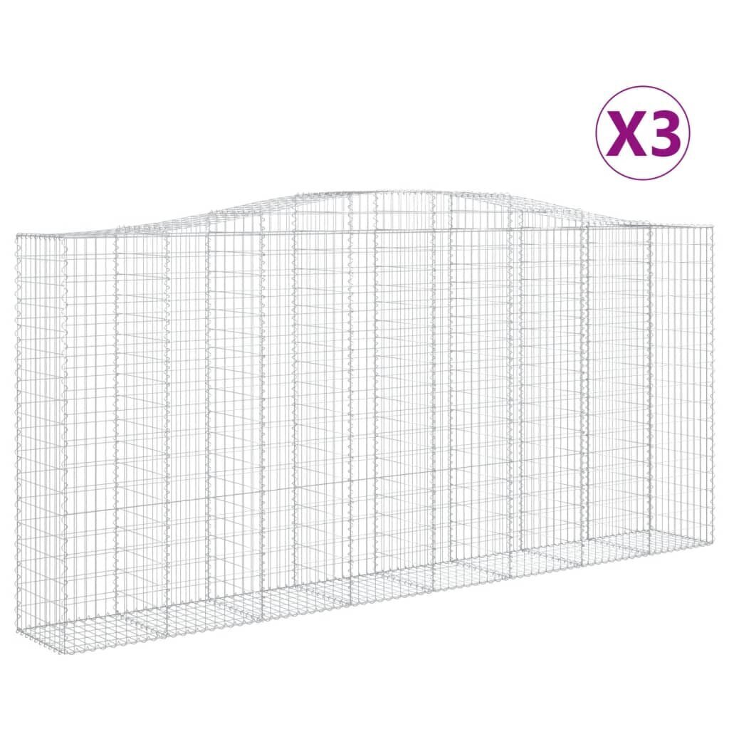 vidaXL Kaarevat kivikorit 3 kpl 400x50x180/200 cm galvanoitu rauta hinta ja tiedot | Aidat ja tarvikkeet | hobbyhall.fi