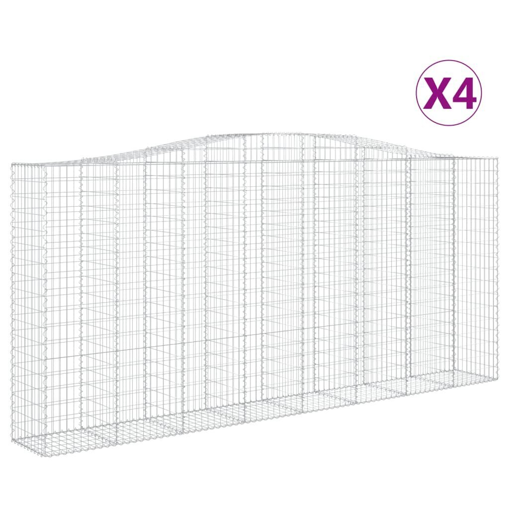 vidaXL Kaarevat kivikorit 4 kpl 400x50x180/200 cm galvanoitu rauta hinta ja tiedot | Aidat ja tarvikkeet | hobbyhall.fi