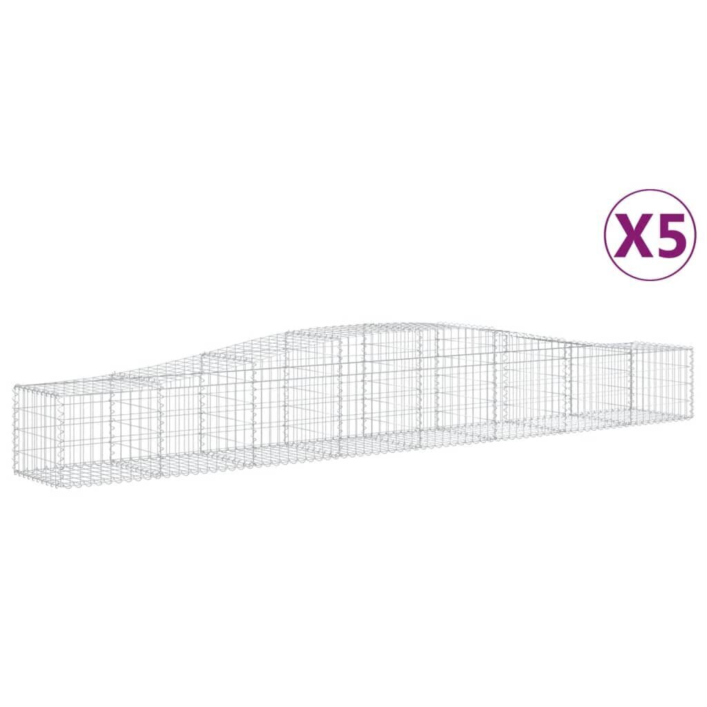 vidaXL Kaarevat kivikorit 5 kpl 400x50x40/60 cm galvanoitu rauta hinta ja tiedot | Aidat ja tarvikkeet | hobbyhall.fi