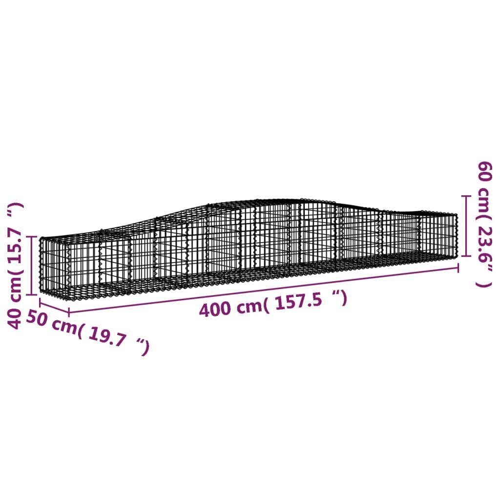 vidaXL Kaarevat kivikorit 5 kpl 400x50x40/60 cm galvanoitu rauta hinta ja tiedot | Aidat ja tarvikkeet | hobbyhall.fi