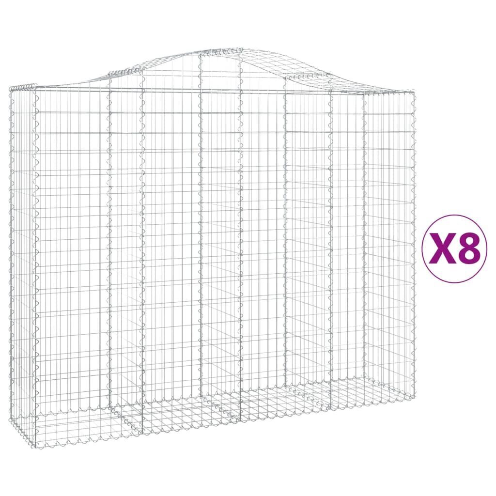 vidaXL Kaarevat kivikorit 8 kpl 200x50x160/180 cm galvanoitu rauta hinta ja tiedot | Aidat ja tarvikkeet | hobbyhall.fi