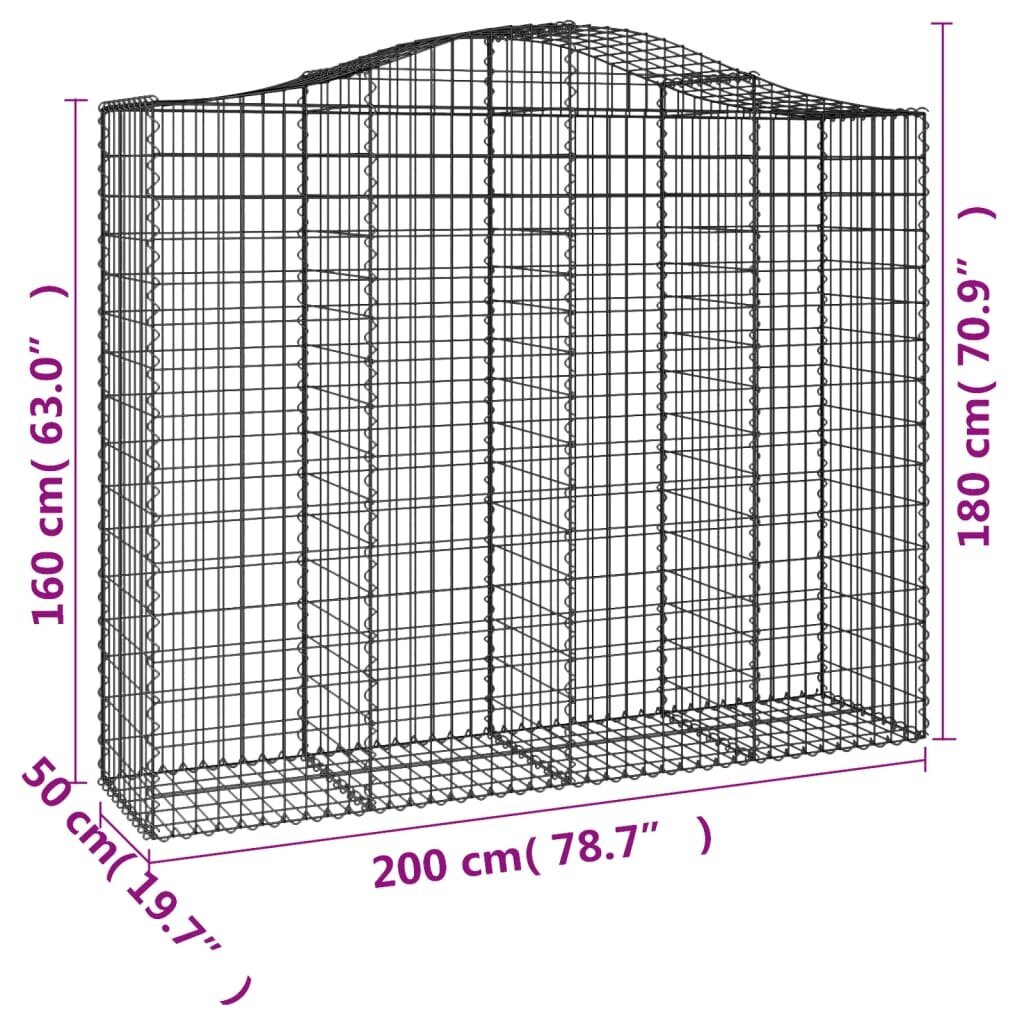 vidaXL Kaarevat kivikorit 7 kpl 200x50x160/180 cm galvanoitu rauta hinta ja tiedot | Aidat ja tarvikkeet | hobbyhall.fi