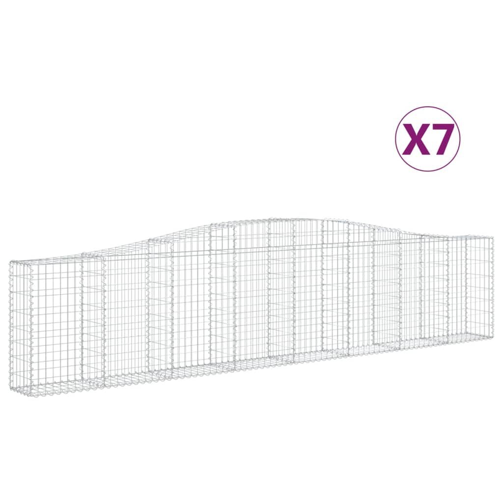 vidaXL Kaarevat kivikorit 7 kpl 400x30x80/100 cm galvanoitu rauta hinta ja tiedot | Aidat ja tarvikkeet | hobbyhall.fi