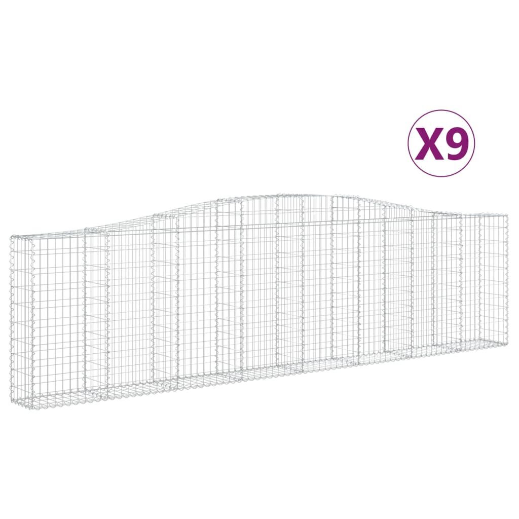 vidaXL Kaarevat kivikorit 9 kpl 400x30x100/120 cm galvanoitu rauta hinta ja tiedot | Aidat ja tarvikkeet | hobbyhall.fi