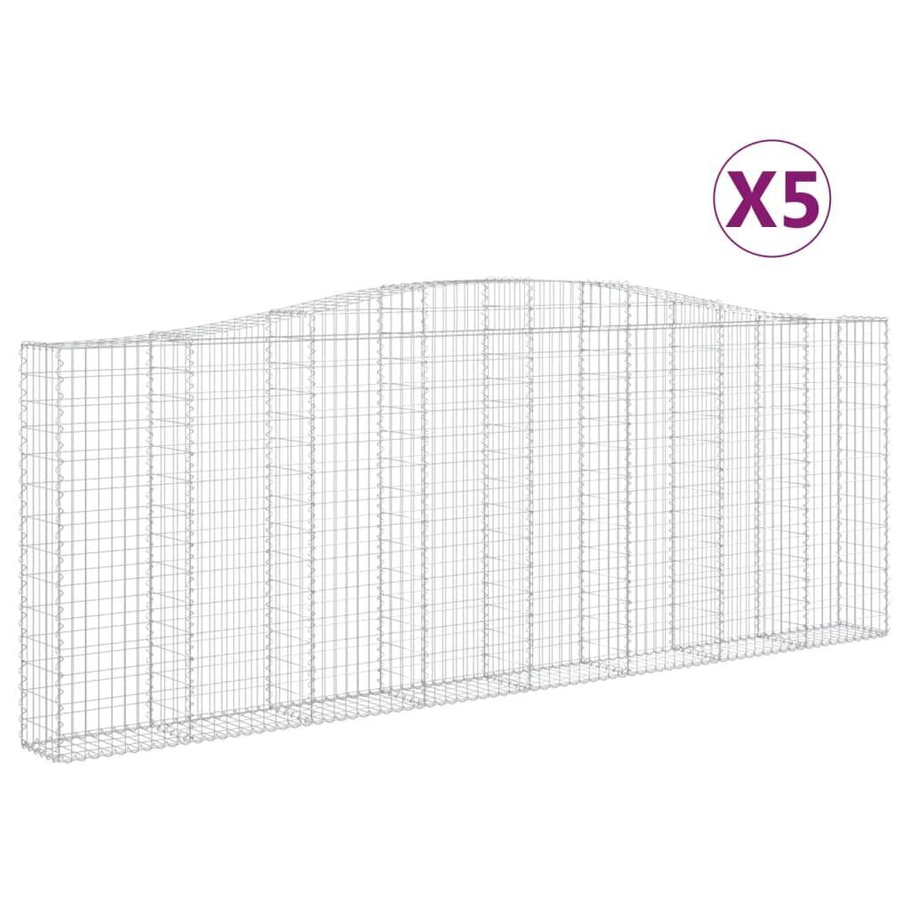 vidaXL Kaarevat kivikorit 5 kpl 400x30x140/160 cm galvanoitu rauta hinta ja tiedot | Aidat ja tarvikkeet | hobbyhall.fi