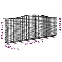 vidaXL Kaarevat kivikorit 5 kpl 400x30x140/160 cm galvanoitu rauta hinta ja tiedot | Aidat ja tarvikkeet | hobbyhall.fi