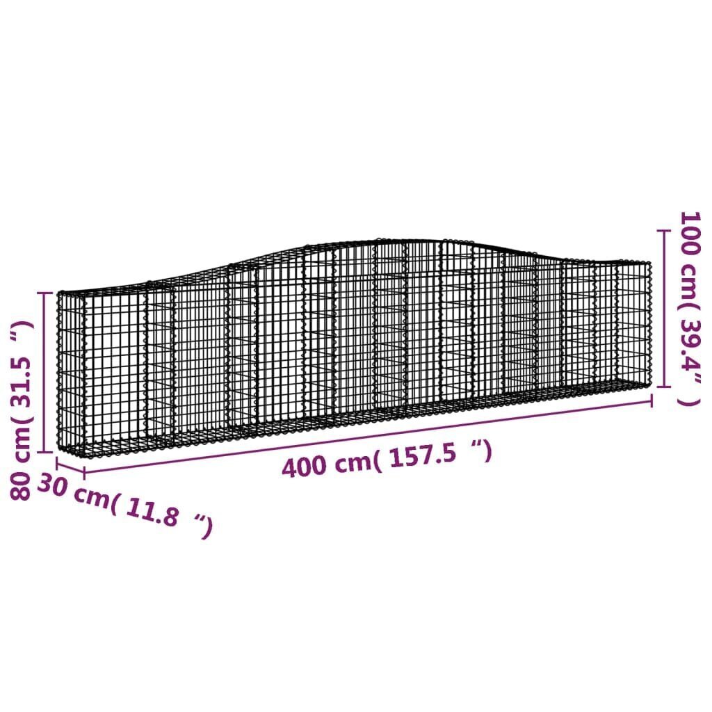 vidaXL Kaarevat kivikorit 25 kpl 400x30x80/100 cm galvanoitu rauta hinta ja tiedot | Aidat ja tarvikkeet | hobbyhall.fi