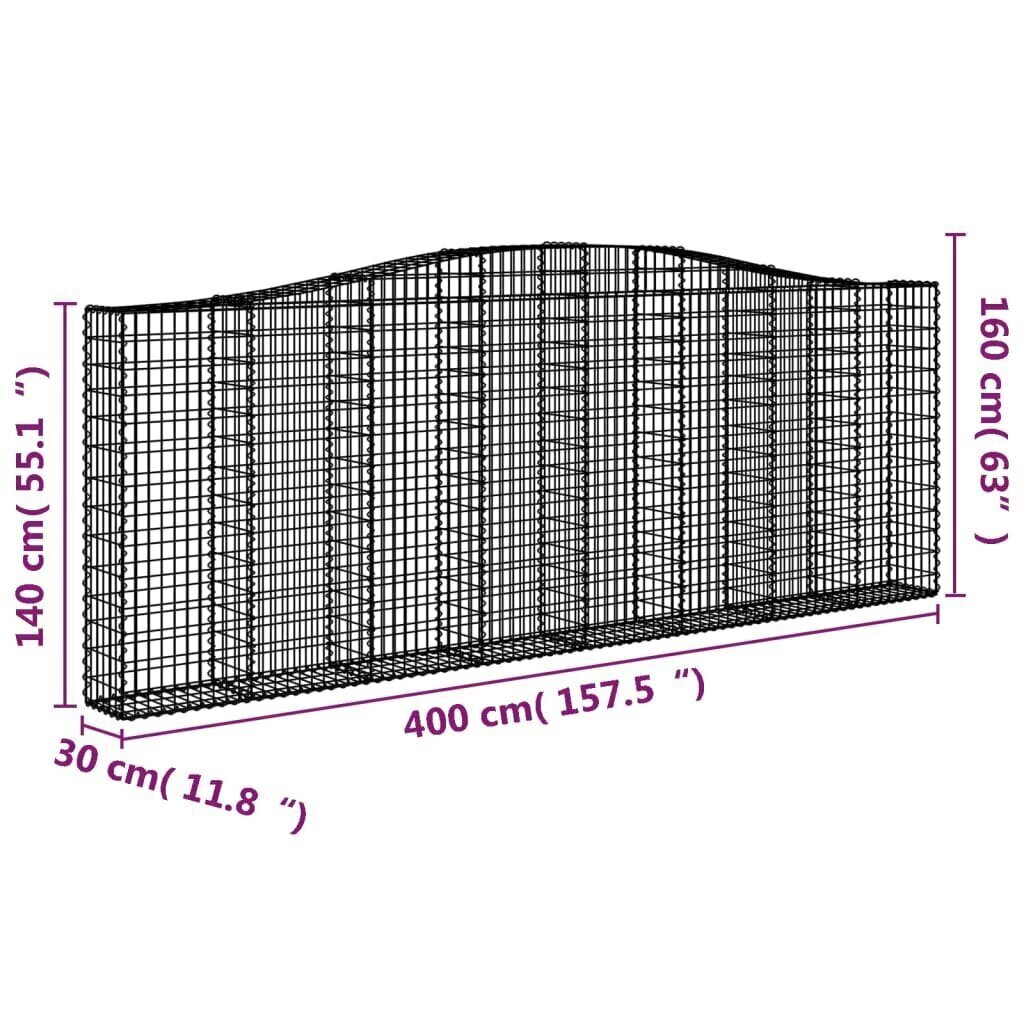 vidaXL Kaarevat kivikorit 4 kpl 400x30x140/160 cm galvanoitu rauta hinta ja tiedot | Aidat ja tarvikkeet | hobbyhall.fi