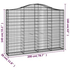 vidaXL Kaarevat kivikorit 9 kpl 200x30x140/160 cm galvanoitu rauta hinta ja tiedot | Aidat ja tarvikkeet | hobbyhall.fi