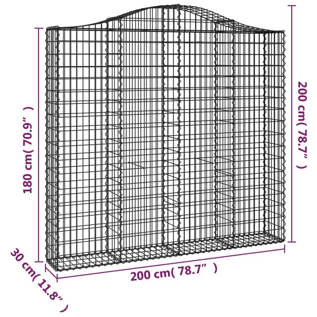 vidaXL Kaarevat kivikorit 2 kpl 200x30x180/200 cm galvanoitu rauta hinta ja tiedot | Aidat ja tarvikkeet | hobbyhall.fi