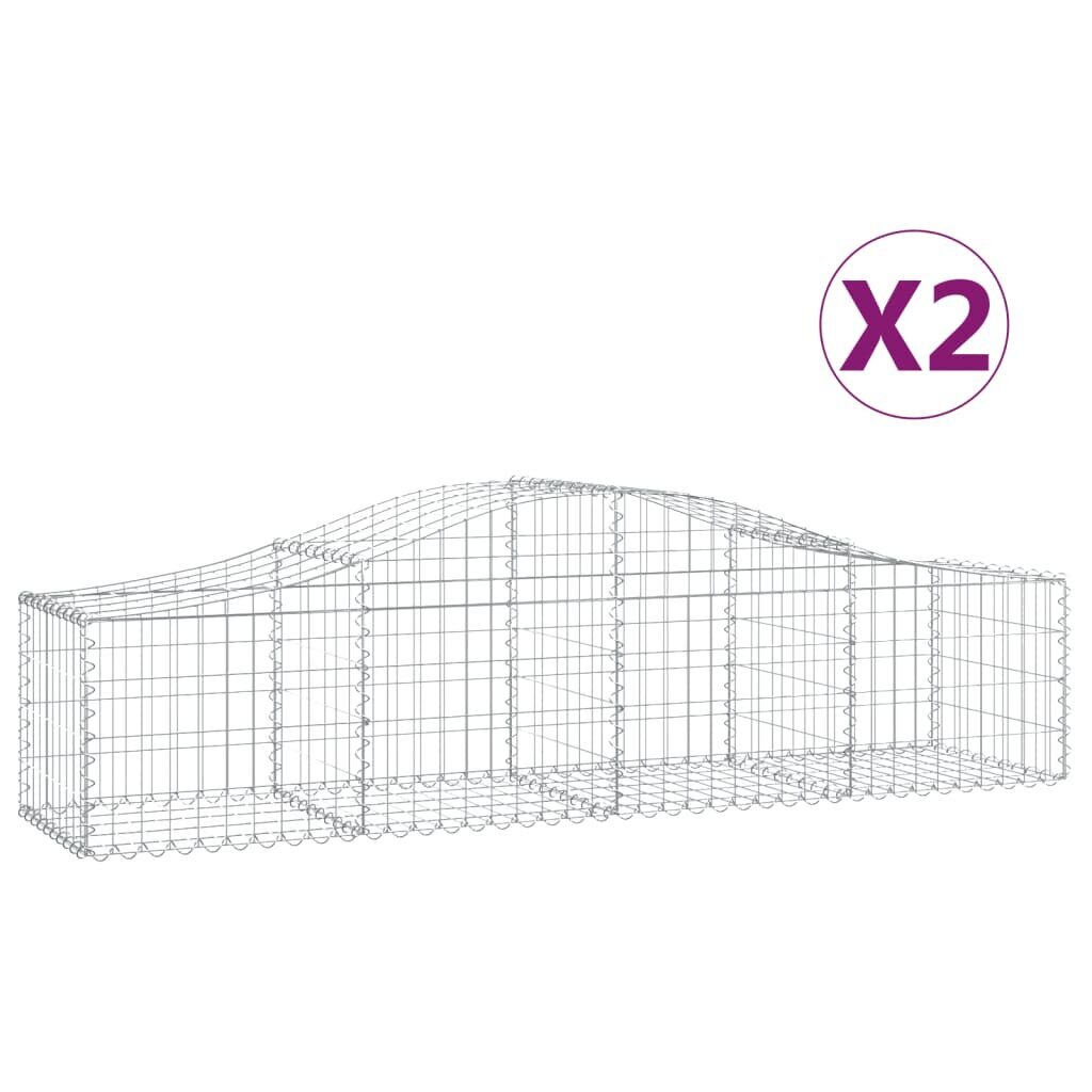 vidaXL Kaarevat kivikorit 2 kpl 200x50x40/60 cm galvanoitu rauta hinta ja tiedot | Aidat ja tarvikkeet | hobbyhall.fi