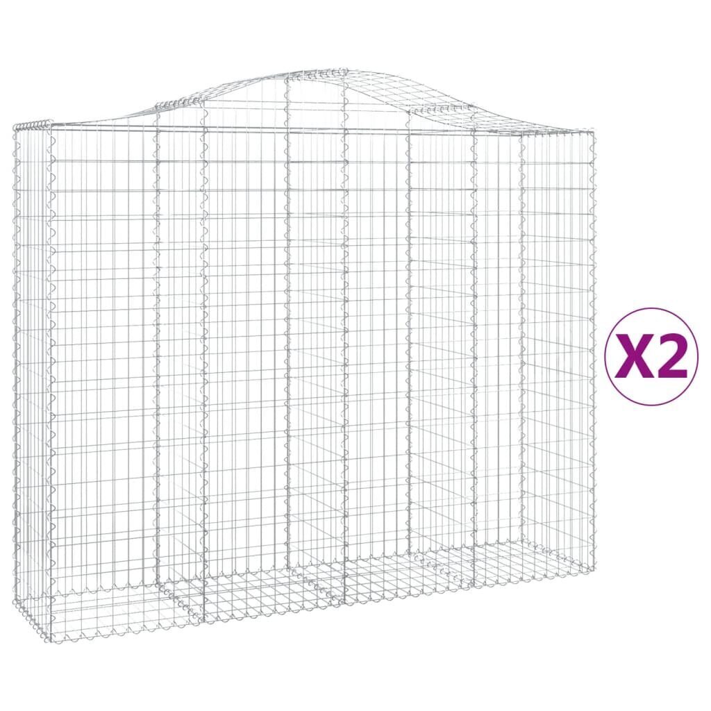 vidaXL Kaarevat kivikorit 2 kpl 200x50x160/180 cm galvanoitu rauta hinta ja tiedot | Aidat ja tarvikkeet | hobbyhall.fi