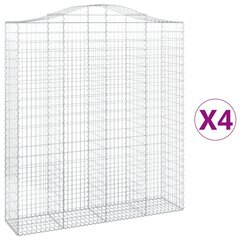 vidaXL Kaarevat kivikorit 4 kpl 200x50x220/240 cm galvanoitu rauta hinta ja tiedot | Aidat ja tarvikkeet | hobbyhall.fi