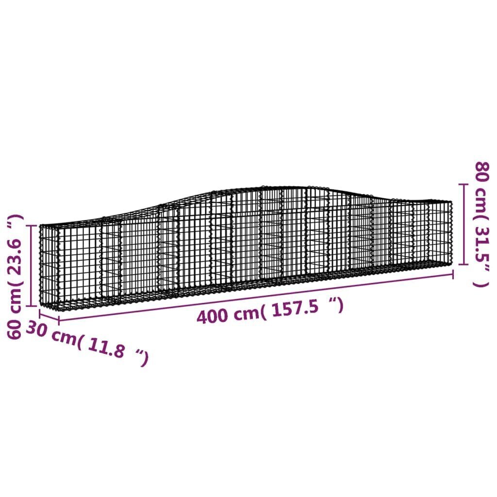 vidaXL Kaarevat kivikorit 7 kpl 400x30x60/80 cm galvanoitu rauta hinta ja tiedot | Aidat ja tarvikkeet | hobbyhall.fi