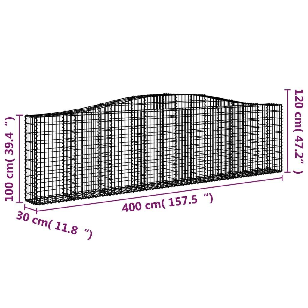 vidaXL Kaarevat kivikorit 4 kpl 400x30x100/120 cm galvanoitu rauta hinta ja tiedot | Aidat ja tarvikkeet | hobbyhall.fi