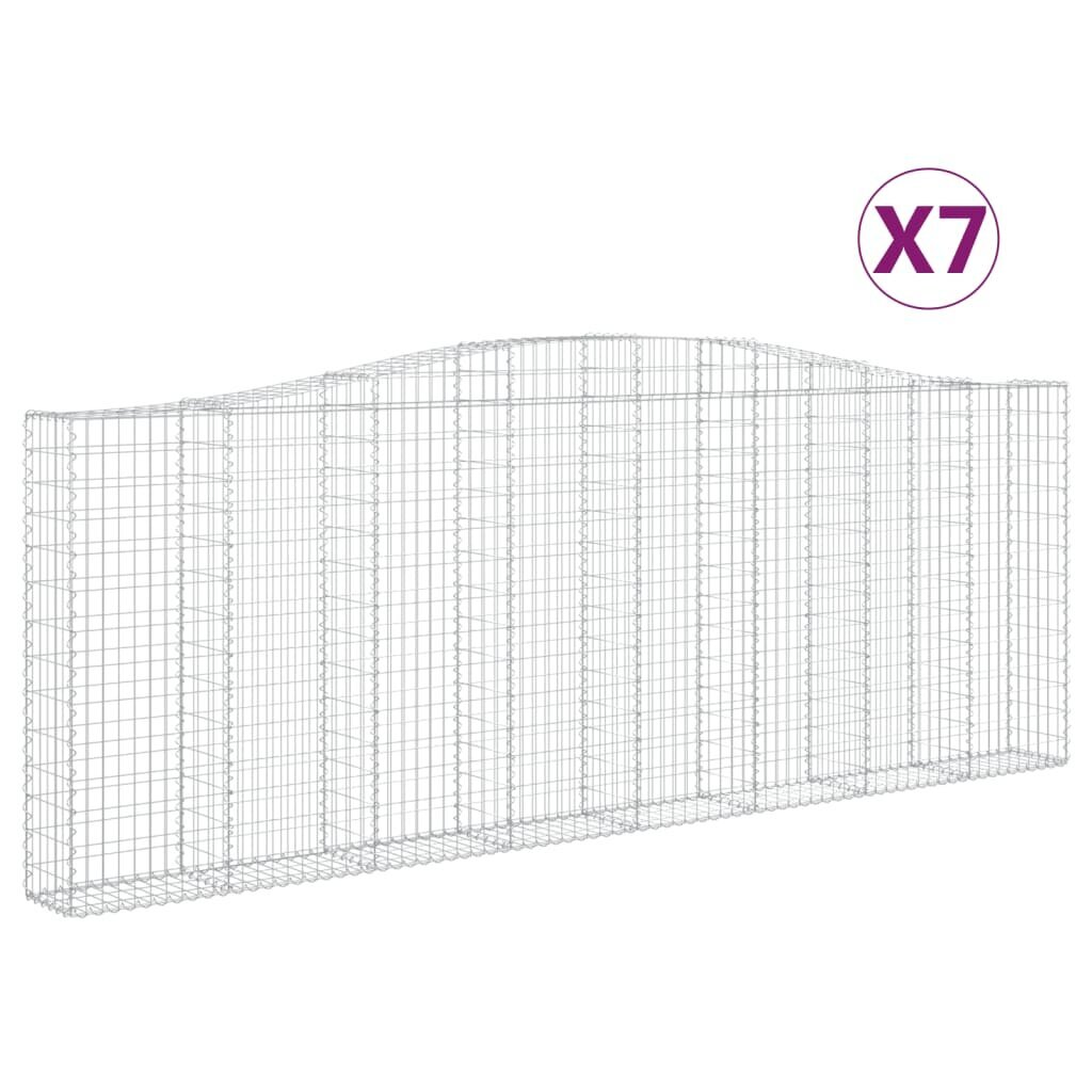 vidaXL Kaarevat kivikorit 7 kpl 400x30x140/160 cm galvanoitu rauta hinta ja tiedot | Aidat ja tarvikkeet | hobbyhall.fi