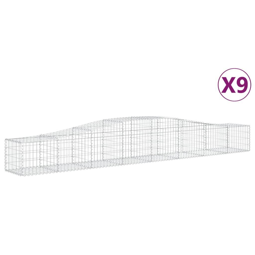 vidaXL Kaarevat kivikorit 9 kpl 400x50x40/60 cm galvanoitu rauta hinta ja tiedot | Aidat ja tarvikkeet | hobbyhall.fi